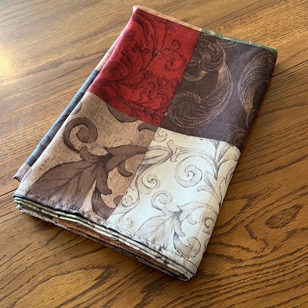 Tablecloth, fall colors, previously owned with few flaws, polyester